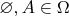 $\varnothing,A\in\Omega$
