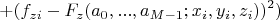 $$+(f_{zi}-F_z(a_0,...,a_{M-1};x_i,y_i,z_i))^2)$$