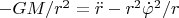 $-GM/r^2=\ddot r - r^2 \dot \varphi ^2/r$