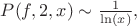 $P(f,2,x) \sim \frac {1} {\ln(x)},$