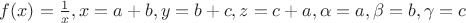 $f(x)=\frac{1}{x}, x=a+b, y=b+c, z=c+a, \alpha=a, \beta=b, \gamma=c$