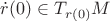 $\dot r(0)\in T_{r(0)}M$