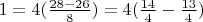 $1=4(\frac{28-26}{8})=4(\frac{14}{4}-\frac{13}{4})$