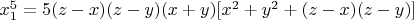 $x_1^5=5(z-x)(z-y)(x+y)[x^2+y^2+(z-x)(z-y)]$
