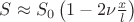 $S\approx S_0\left(1-2\nu\frac{x}{l} \right)$