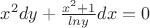 $x^2dy + \frac{x^2 + 1}{lny}dx = 0$