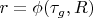 $r=\phi(\tau_g,R)$