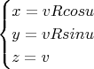 $$\begin{cases}x=vRcosu \\ y=vRsinu \\ z=v\end{cases}$$
