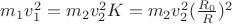 $m_1v_1^2 = m_2v_2^2K = m_2v_2^2(\frac{R_0}{R})^2$