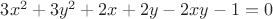 $3x^{2}+3y^{2}+2x+2y-2xy-1=0$