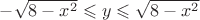 $-\sqrt{8-x^2}\leqslant y \leqslant \sqrt{8-x^2}$