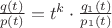 $\frac{q(t)}{p(t)} = t^k \cdot \frac{q_1(t)}{p_1(t)}$