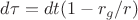 $d\tau=dt(1-r_g/r)$