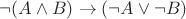 $\neg (A \wedge B) \rightarrow (\neg A \vee \neg B)$
