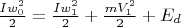 $ \frac {Iw_0^2}{2}=\frac {Iw_1^2}{2}+\frac{mV_1^2}{2}+E_d$