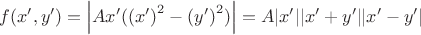 $ f(x',y') = \left| {A x'({{\left( {x'} \right)}^2} - {{\left( {y'} \right)}^2})} \right| = A |x'||x'+y'||x'-y'|$