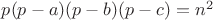$p(p-a)(p-b)(p-c)=n^2$