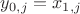 $y_{0, j} = x_{1, j}$