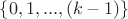 $\{0, 1, ..., (k-1)\}$ $\{0, 1, ..., (k-1)\}$