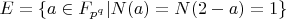 $E = \{a \in F_{p^q}| N(a) = N(2-a)=1\}$