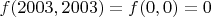 $f(2003,2003)=f(0,0)=0$
