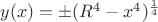 $y(x)=\pm (R^4-x^4)^{\frac14}$