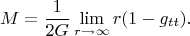 $$
M=\frac1{2G}\lim_{r\rightarrow\infty}r(1-g_{tt}).
$$