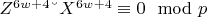 $Z^{6w +4} &ndash;X^{6w +4}\equiv 0\mod p$