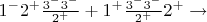 $1^-2^+\frac{3^-3^-}{2^+} + {1^+\frac{3^-3^-}{2^+}2^ +\to$
