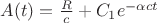 $A(t)=\frac{R}{c}+C_1e^{-\alpha ct}$