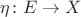 $\eta\colon E\to X$