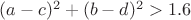 $(a-c)^2+(b-d)^2>1.6$