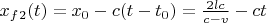 $x_f_2(t) = x_0 - c (t - t_0) = \frac{2 l c}{c - v} - c t$