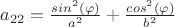 $a_{22} = \frac{sin^2(\varphi)}{a^2}+\frac{cos^2(\varphi)}{b^2}$