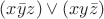 $ (x\bar{y}z) \vee (xy\bar{z})$