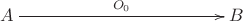$\xymatrix{A\ar[rrrr]^(.5){O_0}&&&&B}$