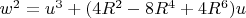 $w^2=u^3+(4R^2-8R^4+4R^6)u$