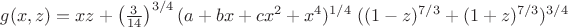 $g(x, z)=xz+\left(\frac 3{14}\right)^{3/4}(a+bx+cx^2+x^4)^{1/4}\;((1-z)^{7/3}+(1+z)^{7/3})^{3/4}$