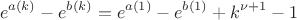 $$e^{a(k)}-e^{b(k)}=e^{a(1)}-e^{b(1)}+k^{\nu +1}-1$$