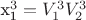 $\[{\text{x}}_{\text{1}}^3  = V_1^3 V_2^3 \]$