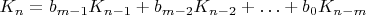 $K_n = b_{m-1} K_{n-1} + b_{m-2} K_{n-2} + \ldots + b_0 K_{n-m}$