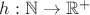 $h:\mathbb{N}\to \mathbb{R^+}$