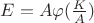 $E = A\varphi (\frac{K}{A})$