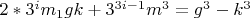 $2*3^im_1gk+3^{3i-1}m^3=g^3-k^3$