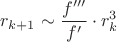 $r_{k+1}\sim\dfrac{f'''}{f'}\cdot r_k^3$