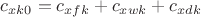 $c_{xk0}=c_{xfk}+c_{xwk}+c_{xdk}$