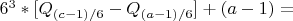 $6^3*[ Q_{(c-1)/6}-Q_{(a-1)/6}]+(a-1)=$
