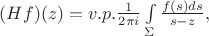 $(Hf)(z)=v.p.\frac{1}{2\pi i}\int\limits_{\Sigma}\frac{f(s)ds}{s-z},$