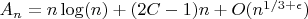 $A_n=n\log(n)+(2C-1)n+O(n^{1/3+\epsilon})$