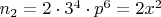 $n_2=2\cdot3^4\cdot p^6=2x^2$
